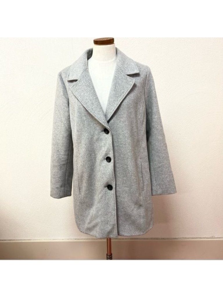 J. Jill Womenâs Wool Blend Mid Length Pea Coat In Gray Sz M
